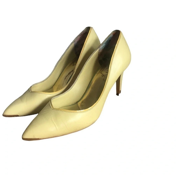 Ted Baker Y2k London mitilia butter yellow pumps / heels pointy toe - Picture 2 of 15